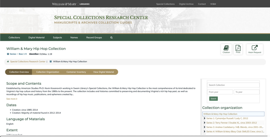 william-mary-hip-hop-collection